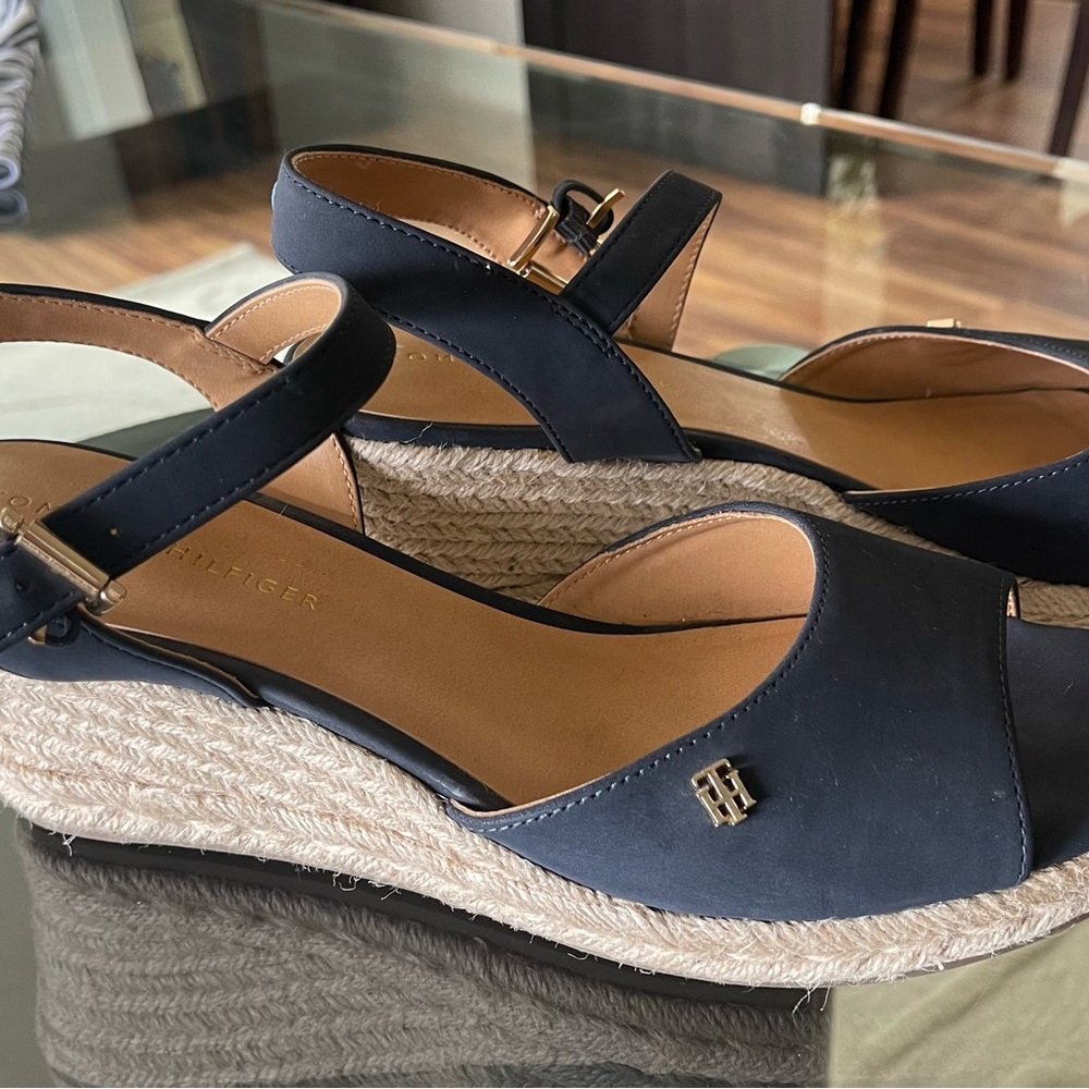 Tommy Hilfiger Blue Espadrille Wedges with Ankle Strap